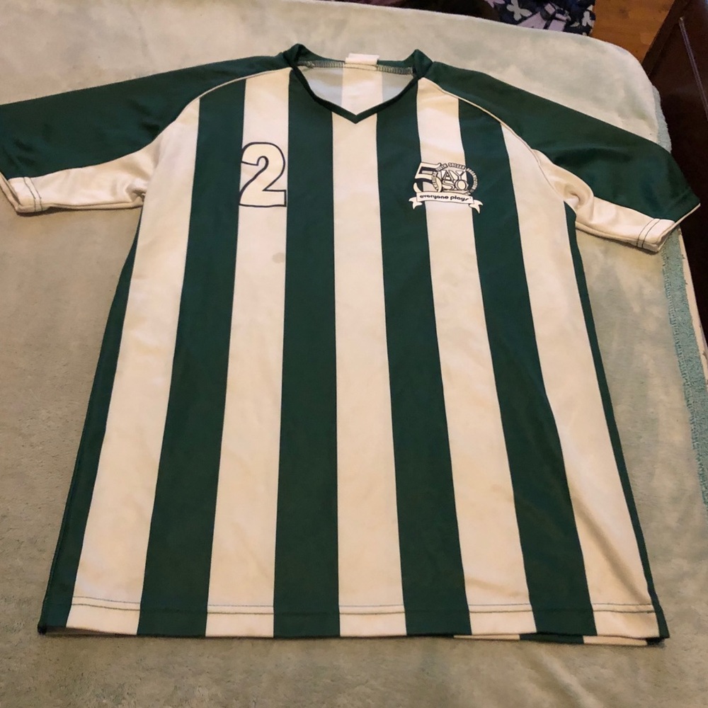 White and green soccer shirt